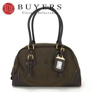 Prada handbag Black leather canvas logo jacquard plate